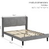 Upholstered Bed Frame With Wingback Headboard-Velvet Platform-Wood Slats-No Box Spring Needed-Easy Assembly-Beige - 3 of 4