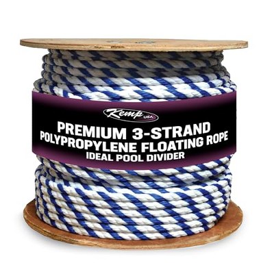 Kemp USA Premium 600 foot  of 3/8 inches  Polypropylene Rope  Royal Blue / White
