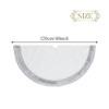 Silver and White Christmas Tree Skirt, 48-Inch Elegant Velvet & Brocade Holiday Tree Base Cover with Pleated Trim| OrnamentallyYou - 2 of 4
