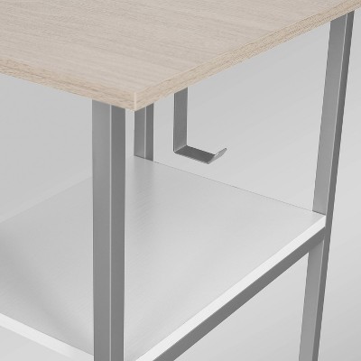 Sand Wood L-Shape Gaming Computer Desk with Drawer