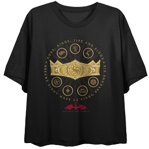 House Of The Dragon All House Shield Women's Black Crop T-shirt - 1 of 3