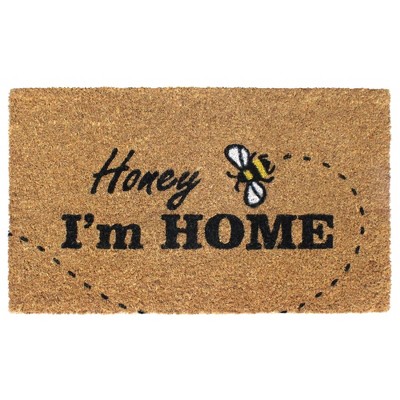 RugSmith Black Machine Tufted Honey, I am home Doormat