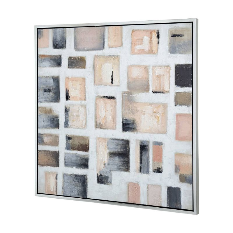 40&#34;x40&#34; Cornerstone Hand Painted Framed Wall Art Peach/Gray/Silver - A&#38;B Home, 4 of 14