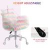 Fluffy Unicorn Office Chair with Mid-Back and Armrest Support, 5 Star Swivel Wheel White Base - 4 of 4