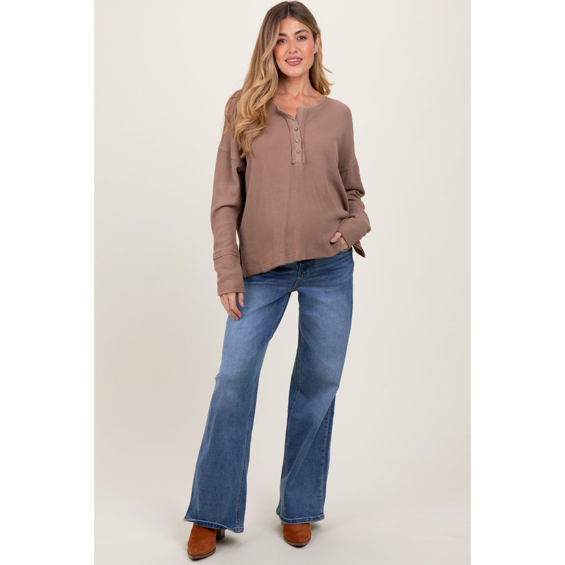 Pinkblush Blue Washed Wide Leg Maternity Jeans