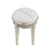 Simple Relax Upholstered Oval Vanity Stool with Faux Diamond Trim in Silver and Ivory - 4 of 4