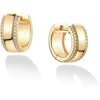 Cubic Zirconia Huggie Earrings 14k Gold Plated Tiny Earrings Small Huggie Hoop Earrings Simple Lightweight Hoops Gift for Women