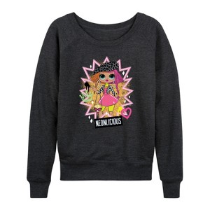 Women's - LOL Surprise! - Neonlicious Lightweight French Terry Wide Neck Long Sleeve Shirt - 1 of 4