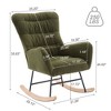 NicBex Teddy Glider Rocking Chair,Upholstered Nursery Rocking Chairs with High Backrest,Modern Rocking Chair,Nursing Chair for Bedroom,Dark Green - 3 of 4