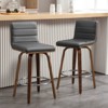 Bekrvio 26"/29" Swivel Bar Stools Set of 1/2, Faux Leather Upholstered Counter Chairs with Wood Legs, Mid-Century Seating for Kitchen Island - 2 of 4