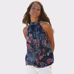 Women's Floral High Neck Top - LASCANA - 1 of 4
