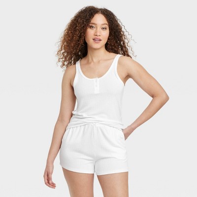 Women's Pointelle Henley Tank Top and Shorts Pajama Set - Auden™