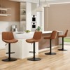 Okak Bar Stools Set of 2, Swivel Adjustable Barstools with PU Leather Upholstery and Back Support, Rustic Counter Height Bar Chairs - 3 of 4