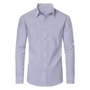 Galaxy By Harvic Men's Slim Fit  Long  Sleeve Stretch Printed Dress Shirts - 1 of 4