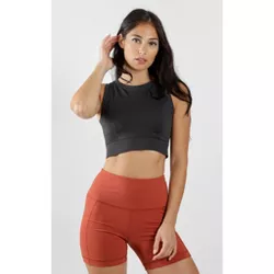 90 Degree By Reflex - Women's Seamless V-neck Crop Ribbed Tank Top 