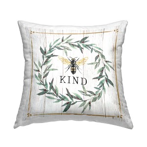 Stupell Industries Bee Kind Phrase Country Farm Insect Pun Printed Pillow, 18 x 18 - 1 of 3
