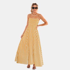 Women‘s Striped Spaghetti Strap Maxi Dress with Tiered Skirt - Cupshe - 1 of 4