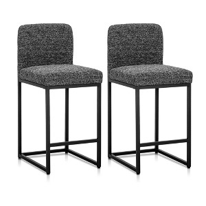 Captiva Designs 24 inch Height Bar Stool with Padded Seat and Back & Sturdy Steel Frame & Footrest - 1 of 4