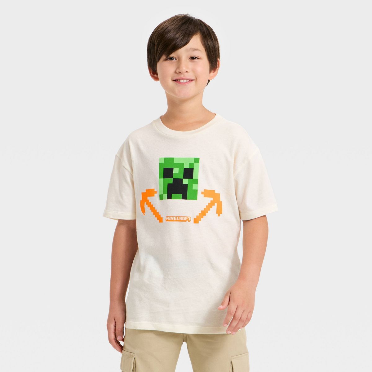 Boys' Minecraft Short Sleeve Camo Creeper Graphic T-Shirt - White