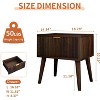 Vipbear grooved bedside tables, medieval modern coffee tables with drawers, walnut bedside tables with storage solid wood end tables for living rooms - 3 of 4