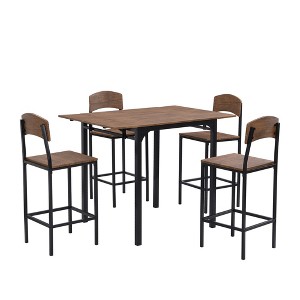 VYNXARIA Farmhouse 5-piece Counter Height Drop Leaf Dining Table Set with Dining Chairs for 4,Brown - 1 of 4