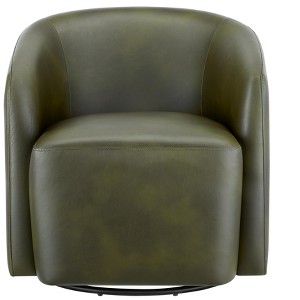 TiramisuBest Fern Green Faux Leather Swivel Barrel Chair - 1 of 4