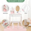 Princess Vanity Set for Girls - Kids Makeup Table with Touch Lights, Mirror, Stool, and Wood Playset - 2 of 4