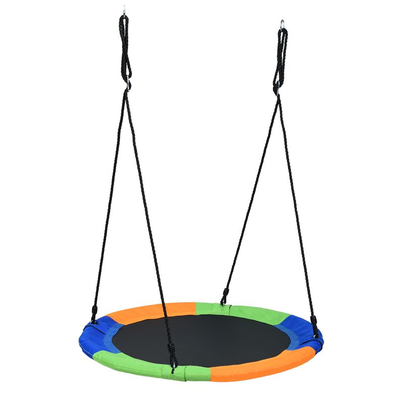 Tangkula 40" Flying Saucer Tree Swing Set Outdoor Round Swing w/Adjustable Hanging Ropes for Children Tree Park Backyard, 5 of 8