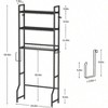 Over Toilet Storage 3 Tier Wooden Bathroom Organizer Black Space Saver Freestanding Above Toilet Stand with 4 Hooks Restroom Laundry - 2 of 4