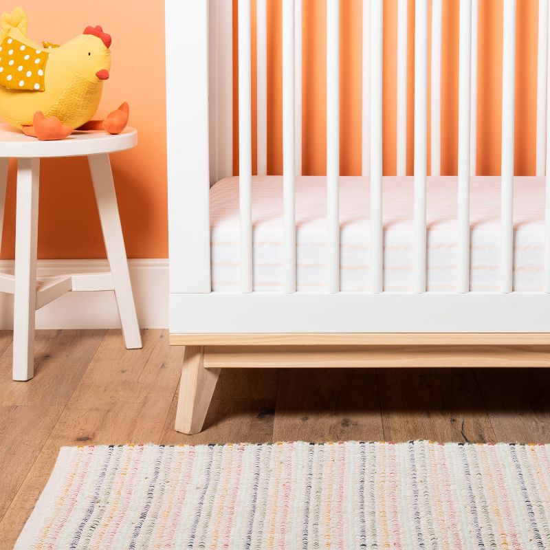 Fitted Crib Sheet - Cloud Island&#8482; Pink Vertical Stripe, 3 of 7