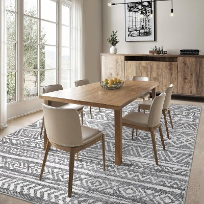 Washable Area Rug for Living Room Bedroom Guest Room Dining Room, Low Pile Soft Striped Carpet, Non-Slip Non Shedding Stain Resistant Foldable Mat