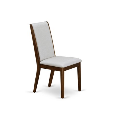 Gray Linen Upholstered Parsons Dining Chairs with Walnut Finish - Set of 2