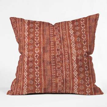 16"x16" Schatzi Brown Modern Mudcloth Rust Throw Pillow Red - Deny Designs