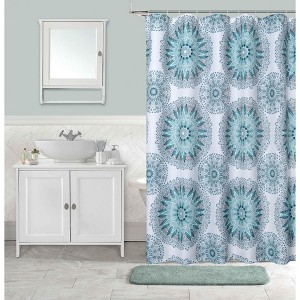 Dainty Home 3D Printed Textured Waffle Weave  Shower Curtain - 1 of 4