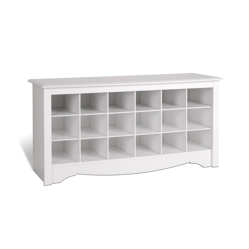 18 pair Shoe Storage Cubbie Bench White - Prepac: Mudroom Organizer, Fits Size 13