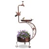 phiestina 36 inch Bird Baths for Outdoors, Vintage Metal Garden Bird Bath with Solar Lamp and Flower Planter Pedestal, Bronze - 4 of 4