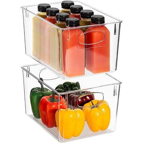 Sorbus 2 Pack Large Clear Storage Bins - for Kitchen, Fridge, Cabinet, Pantry Organization and Storage