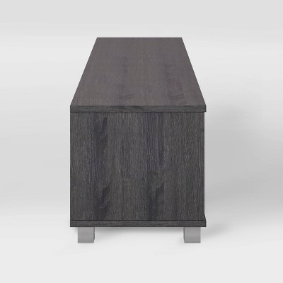 Modern Gray Wood Grain & Silver Leg TV Stand for Up to 85" TVs