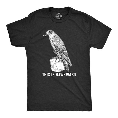 Мужские футболки Crazy Dog T-Shirts, Inc. Mens Well This Is Hawkward T Shirt Funny Hawk Bird Awkward Tee - Crazy Dog Men's T Shirt for Animal Lovers Black M