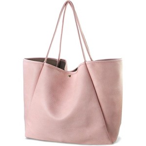 Oversize PU Leather Tote Bag for Women, Weekender Shopper Handbag with Spacious Interior for Travel and Daily Use - 1 of 4