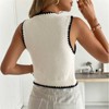 Casual Contrast Button Sleeveless Sweater Vest for Women, V-Neck Single-Breasted Knit Top - 2 of 4