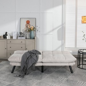Okak Modern Sofa Bed Futon Couch, Convertible Small Sleeper Sofa Bed Loveseat Recliner for Small Apartments, living Room, Cream - 1 of 4
