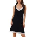 cheibear Women's Lace Trim Modal Nightgown Sleeveless Tank Nightshirt Lingerie