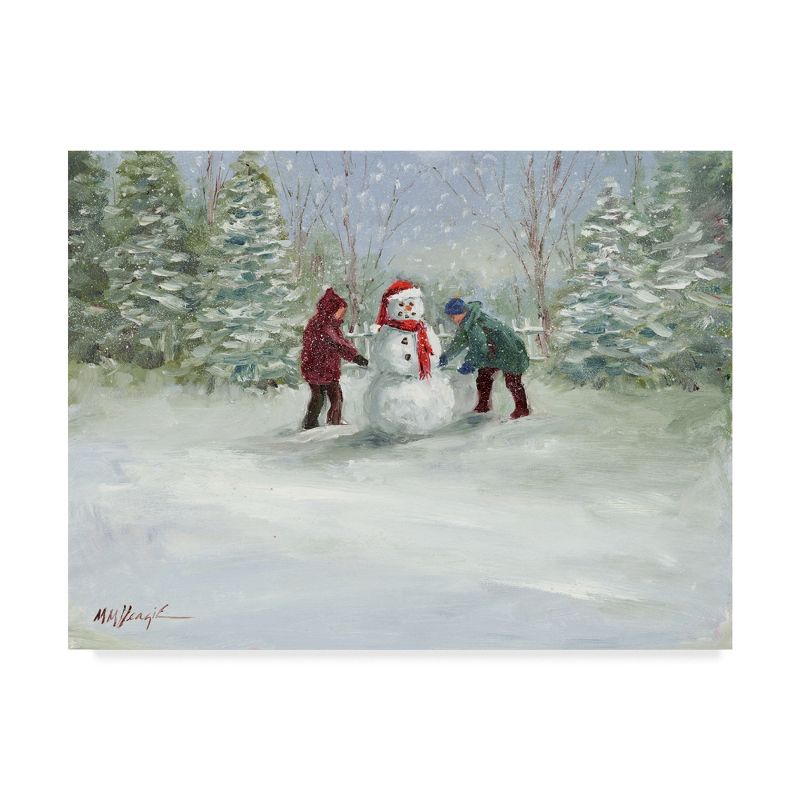 Trademark Fine Art -Mary Miller Veazie 'Snowman And Children' Canvas Art, 2 of 4