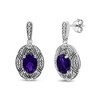 Haus of Brilliance Silver Diamond Accent and 8x6mm Purple Oval Amethyst Stud Earrings - 2 of 4