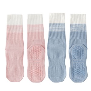 Anna-Kaci Women's 2-Pair Set Gradient Mid-Calf Grip Socks with Soft Seamless Toe and Anti-Slip Bottom for Yoga or Sneakers - 1 of 4