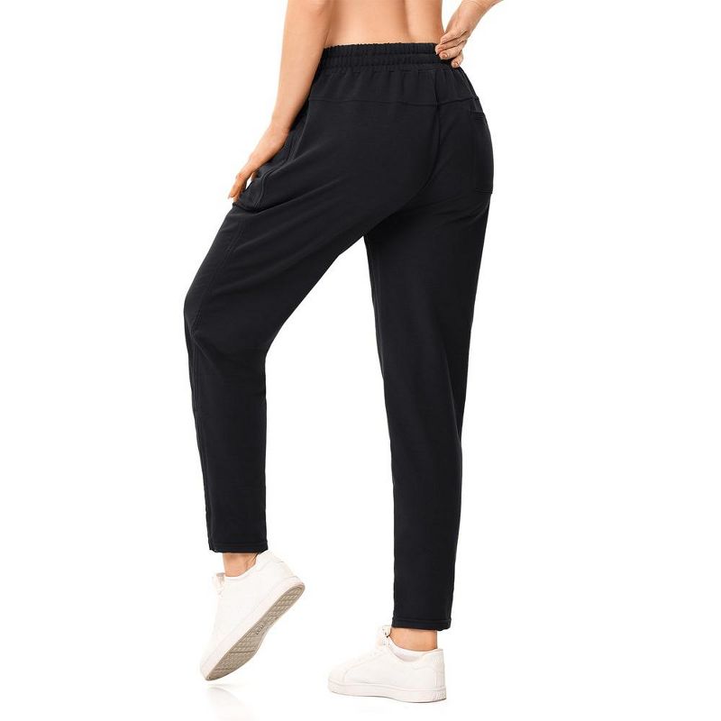 Womens Sweatpants with Zipper Pockets Ankle Side Ruched Jogger Solid Drawstring Sport Pants Athletic Pants, 2 of 7