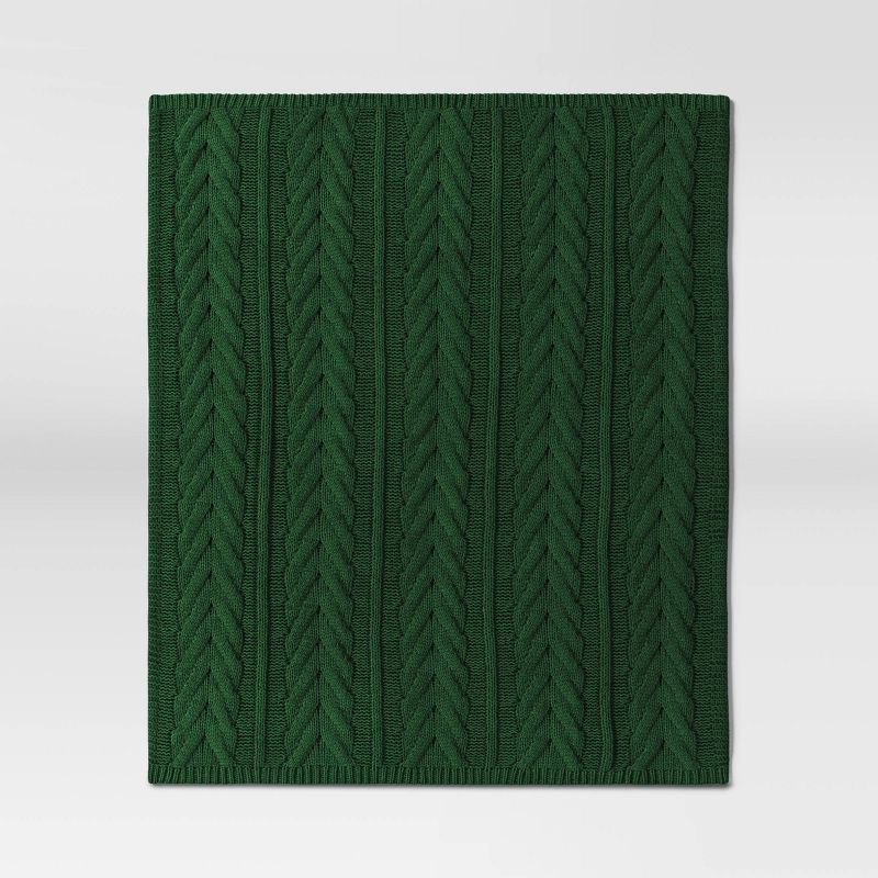 Wishbone Cable Knit Throw Blanket Green - Threshold&#8482;, 4 of 6