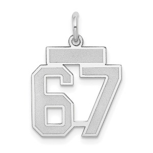 Black Bow Jewelry 14k White Gold, Jersey Collection, Small Number 67 Pendant - 1 of 4