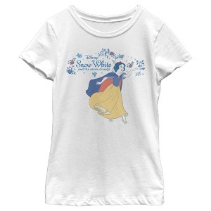 Girl's Snow White and the Seven Dwarfs Floral Branches Logo T-Shirt - 1 of 4